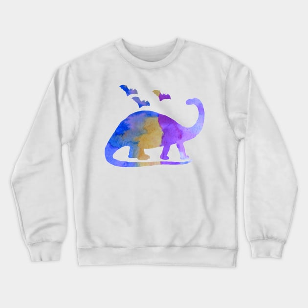 Brontosaurus and bats Crewneck Sweatshirt by TheJollyMarten